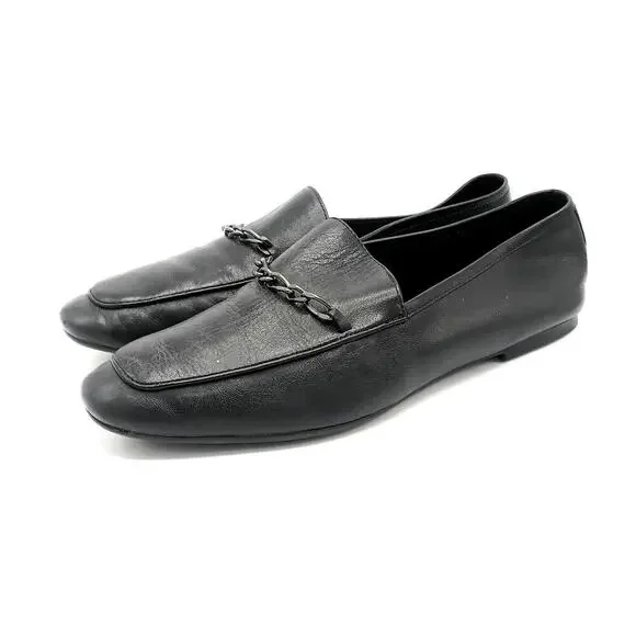 Naturalizer Black Leather Loafers w Chain Detail | Quiet Luxury Fall Capsule - Picture 1 of 16